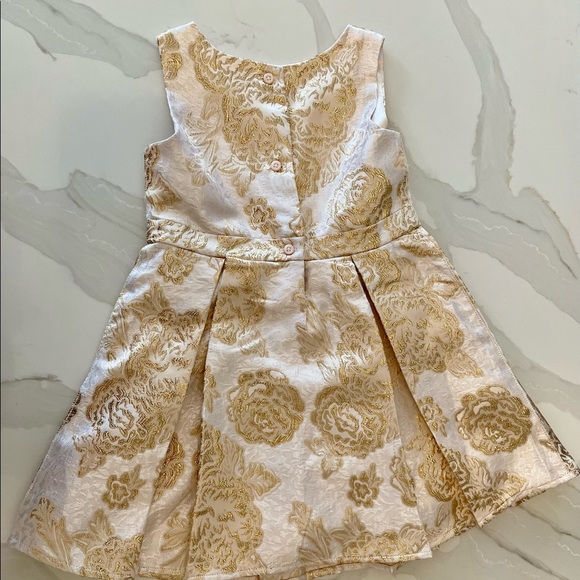 Gold Jacquard Floral Dress 🌟 - Picture 4 of 8